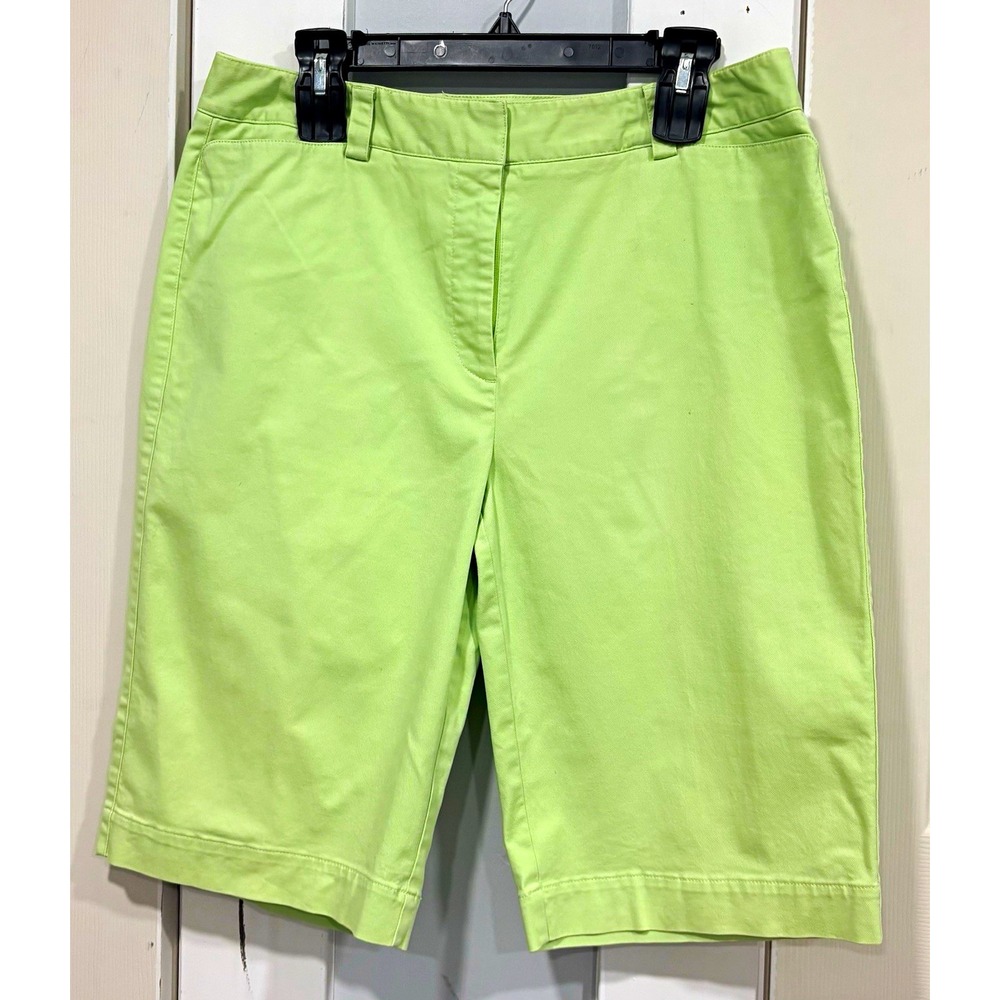 Talbots Women's Green Bermuda Shorts Size 12 Cotton Spandex Stretch 10" Inseam